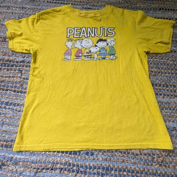 Peanuts Yellow Graphic T Shirt Snoopy Charlie Brown Youth L Fits Adult XS Retro - Picture 2 of 6